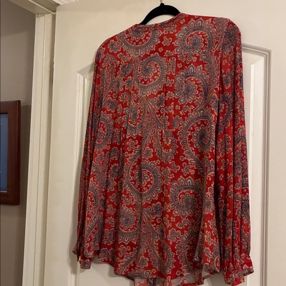 Lucky Brand Red Paisley Blouse - M - Picture 4 of 4
